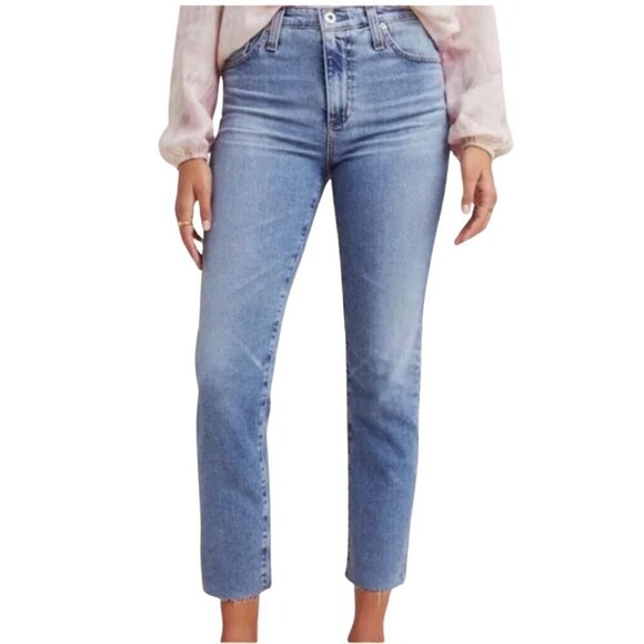 AG GUC The Stevie Ankle Slim Straight Raw Hem medium wash denim size 26R - Picture 1 of 7